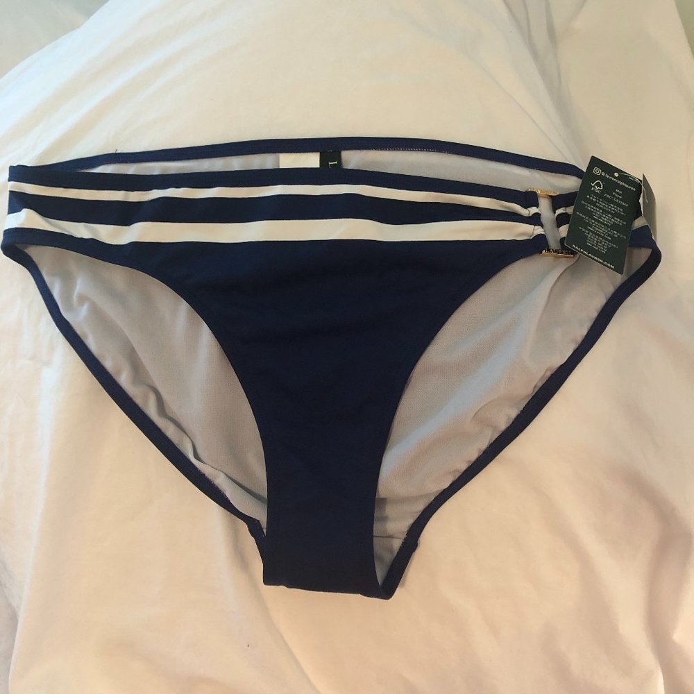 NWT Navy w White Stripe Ralph Lauren Bikini Bottom